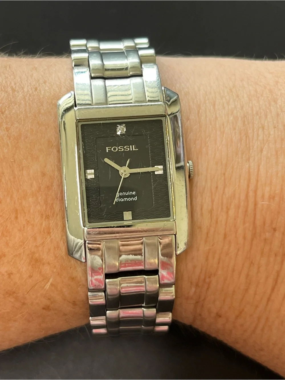 Fossil Stainless Steel Black with genuine diamond Dial Women's Watch